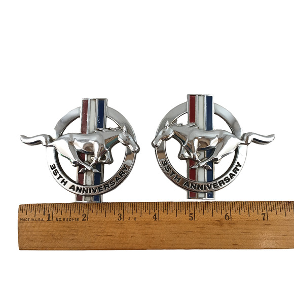 Lot of 2 Ford Mustang 35th Anniversary Emblem Badge Running Horse Logo Collector - Picture 5 of 5
